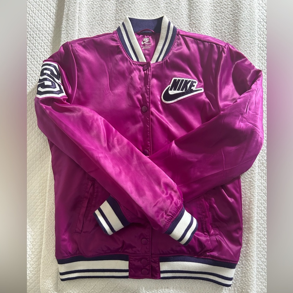 Nike Purple Satin Varsity Jacket size Large